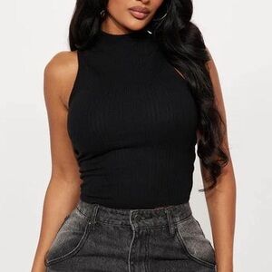 Fashion Nova Black Ribbed Tank Top